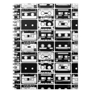 Retro audio tapes, old-fashioned pattern. notebook