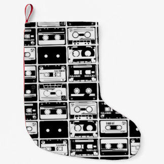 Retro audio tapes, old-fashioned pattern. small christmas stocking