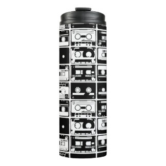 Retro audio tapes, old-fashioned pattern. thermal tumbler