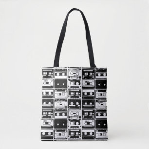 Retro audio tapes, old-fashioned pattern. tote bag