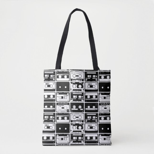 Retro audio tapes, old-fashioned pattern. tote bag (Front)