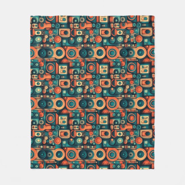 Retro Audiophile Abstract Fleece Blanket | Vintage (Front)