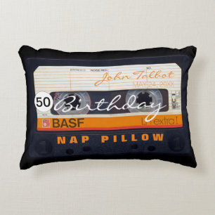 Retro Audiotape 50th birthday personalised Accent Decorative Cushion