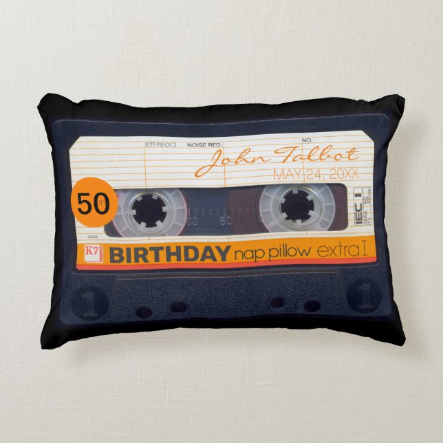 Retro Audiotape 50th birthday personalised AP2 Decorative Cushion (Front)