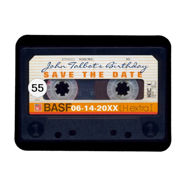 Retro Audiotape 55th birthday Save the date Magnet (Horizontal)