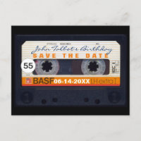 Retro Audiotape 55th birthday Save the date PostC