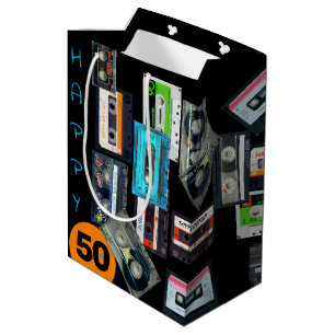 Retro Audiotape Cassette Mixtape name Birthday MGB Medium Gift Bag