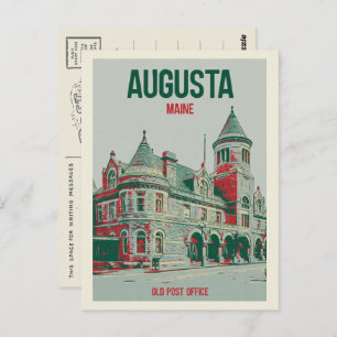  Retro Augusta Maine, former Post Office Postcard