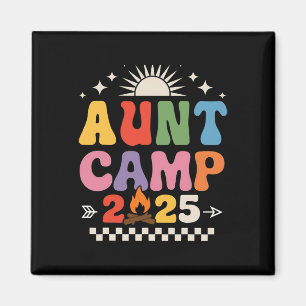 Retro Aunt Camp 2025 Family Vacation Summer Campin Magnet