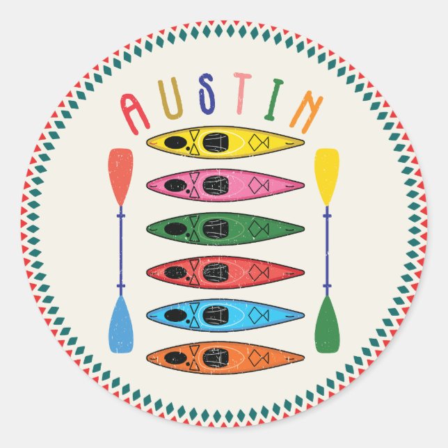 Retro Austin Kayaking Classic Round Sticker (Front)