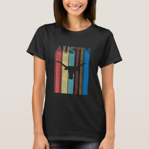 Retro Austin Longhorn Silhouette Skull Vintage Tex T-Shirt
