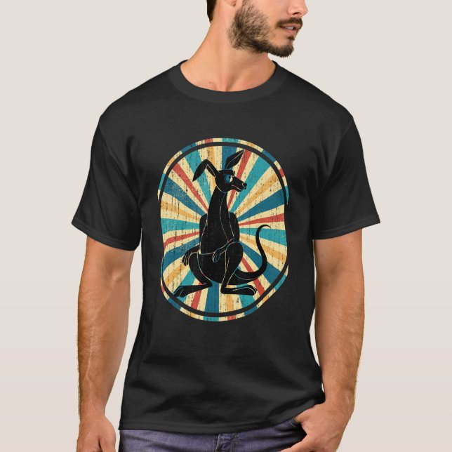 Retro Australian Animal  Australia Kangaroo T-Shirt (Front)