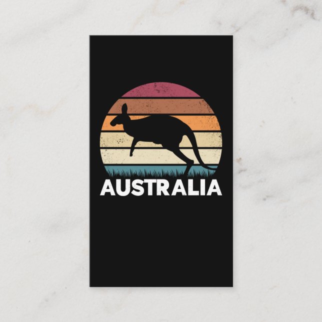 Retro Australian Animal jumping Kangaroo Business Card (Front)