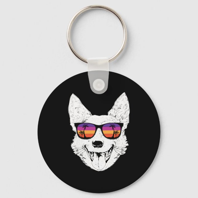 Retro Australian Cattle Dog Sunglasses  Key Ring (Front)