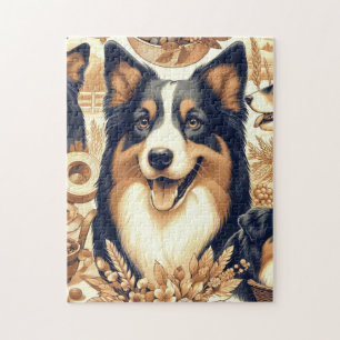 Retro Australian Shepherd Illustration Jigsaw Puzzle