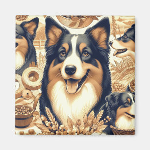 Retro Australian Shepherd Illustration Magnet