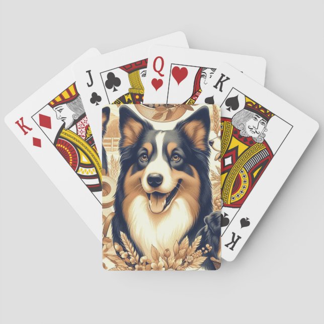 Retro Australian Shepherd Illustration Playing Cards (Back)