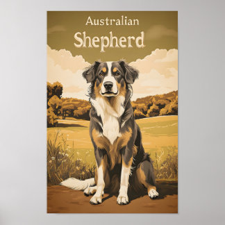 Retro Australian Shepherd Poster