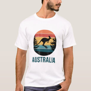 Retro Australian Sunset  Animal jumping Kangaroo T-Shirt