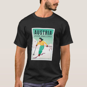 Retro Austria Skiing Motif with Ski and Ski Poles T-Shirt