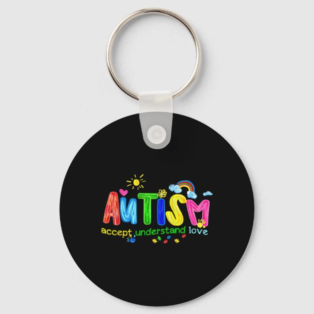 Retro Autism Accept Understand Love to Be Key Ring (Front)