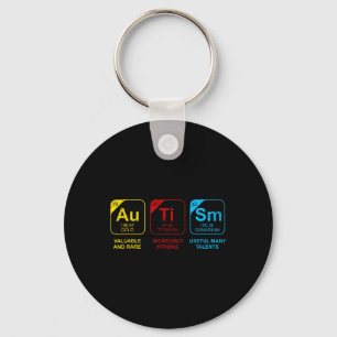 Retro Autism Awareness Day Funny Elements Periodic Key Ring