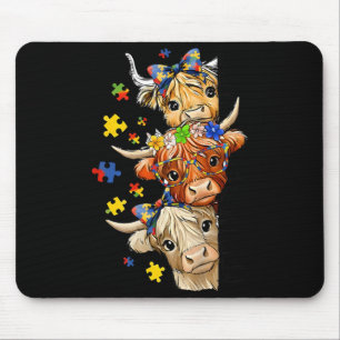 Retro Autism Awareness Puzzle Coquette Bow Mouse Pad