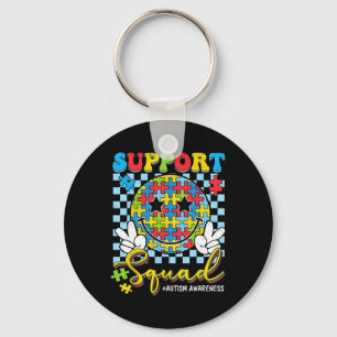 Retro Autism Awareness Support-squad Groovy Smile Key Ring