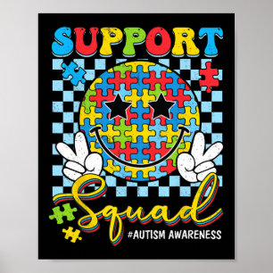Retro Autism Awareness Support-squad Groovy Smile Poster