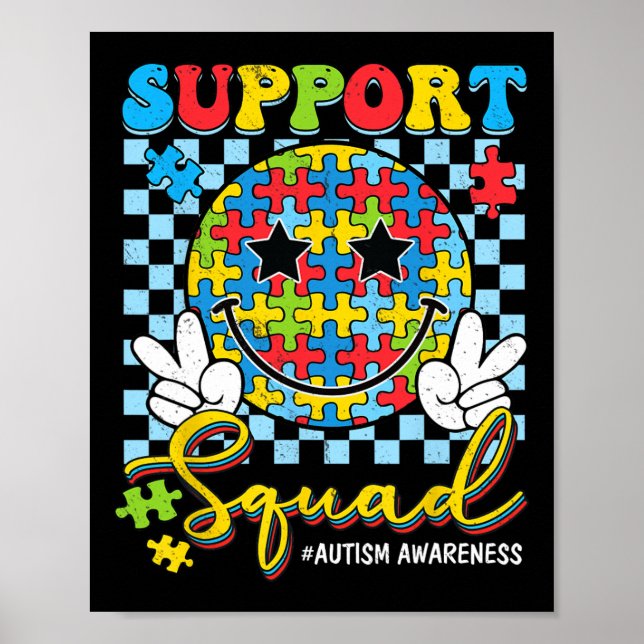 Retro Autism Awareness Support-squad Groovy Smile  Poster (Front)