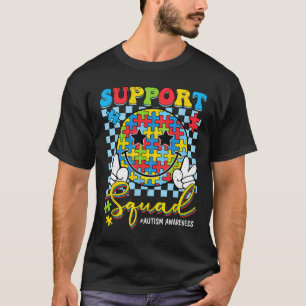 Retro Autism Awareness Support-squad Groovy Smile T-Shirt