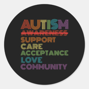 Retro Autism Awareness Teacher School For Women Me Classic Round Sticker