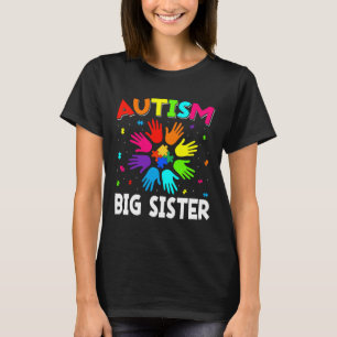 Retro Autism Awareness Usa Flag Big Sister Support T-Shirt