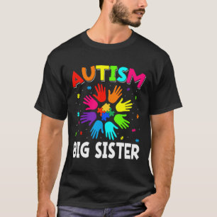 Retro Autism Awareness Usa Flag Big Sister Support T-Shirt