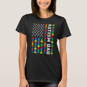 Retro Autism Awareness Usa Flag Dad Support Autist T-Shirt