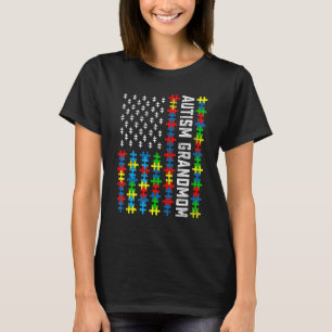 Retro Autism Awareness Usa Flag Grandmom Support A T-Shirt
