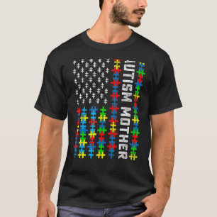 Retro Autism Awareness Usa Flag Mother Support Aut T-Shirt