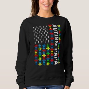 Retro Autism Awareness Usa Flag Papa Support Autis Sweatshirt