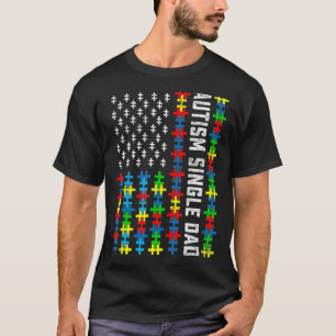 Retro Autism Awareness Usa Flag Single Dad Support T-Shirt