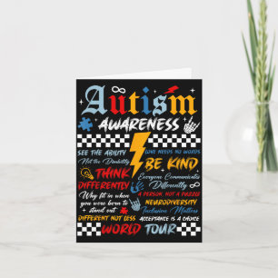 Retro autism awareness world tour puzzle piece card