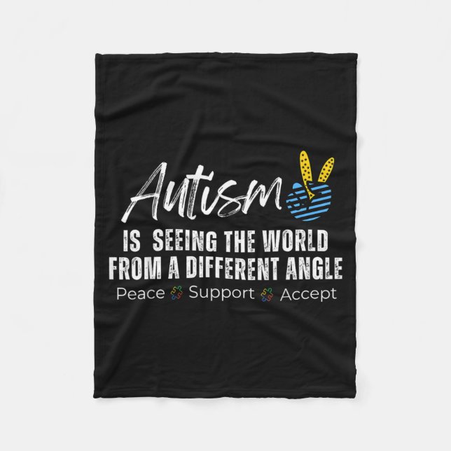 Retro Autism Different Angle Neurodiverse Fleece Blanket (Front)
