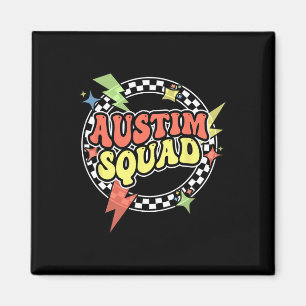 Retro Autism Squad Support Autism Mum Dad Funny Fo Magnet