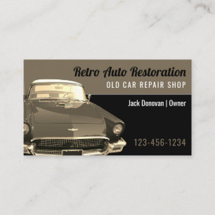 Retro Auto Restoration Repair Shop Business Card