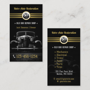Retro Auto Restoration   Repair Shop elegant Business Card