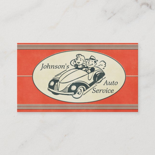 Retro Auto Service And Repair Business Card (Front)