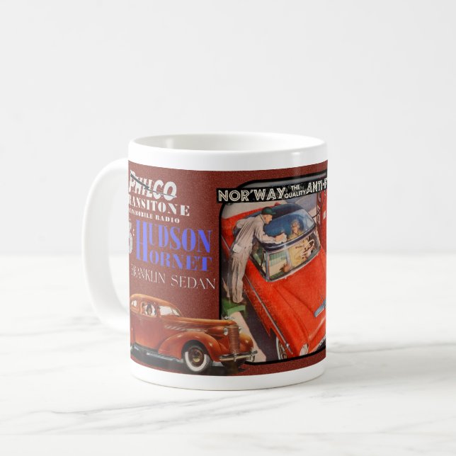 RETRO AUTOMOBILE ADVERTISING COFFEE THEME MUG (Front Left)