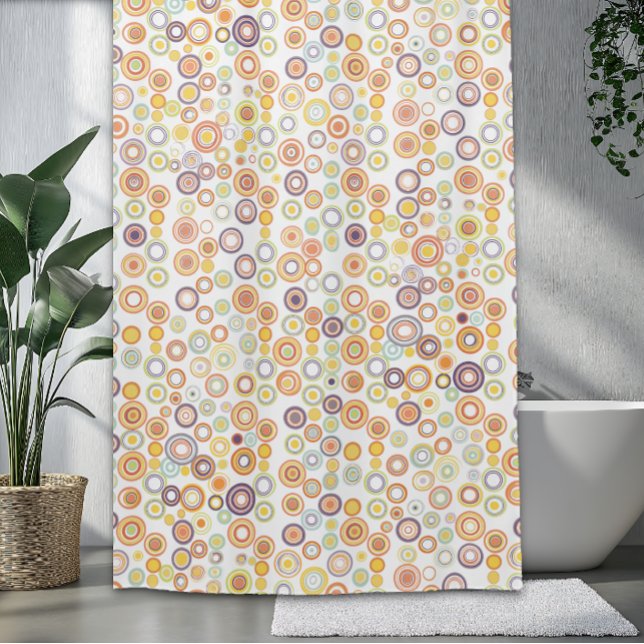 Retro Autumn Circles Shower Curtain (Creator Uploaded)