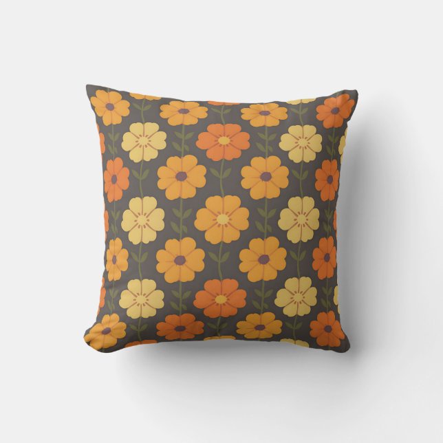 Retro Autumn Floral  Cushion (Front)