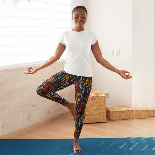 Retro Autumn Leaves Capri Leggings