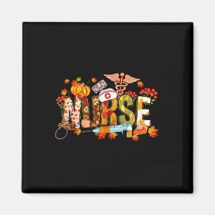 Retro Autumn Pumpkin Fall Nurse Life Thanksgiving  Magnet